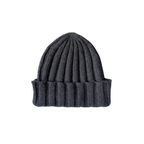 Merino Blend Rib Knit Beanie - Charcoal