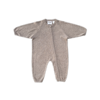 Organic Speckle Knit Zipper Starsuit - Oatmilk