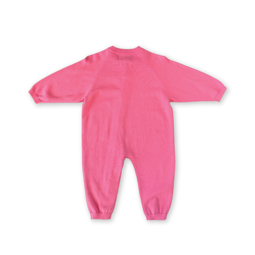 Organic Knit Zip Starsuit - Bright Sorbet