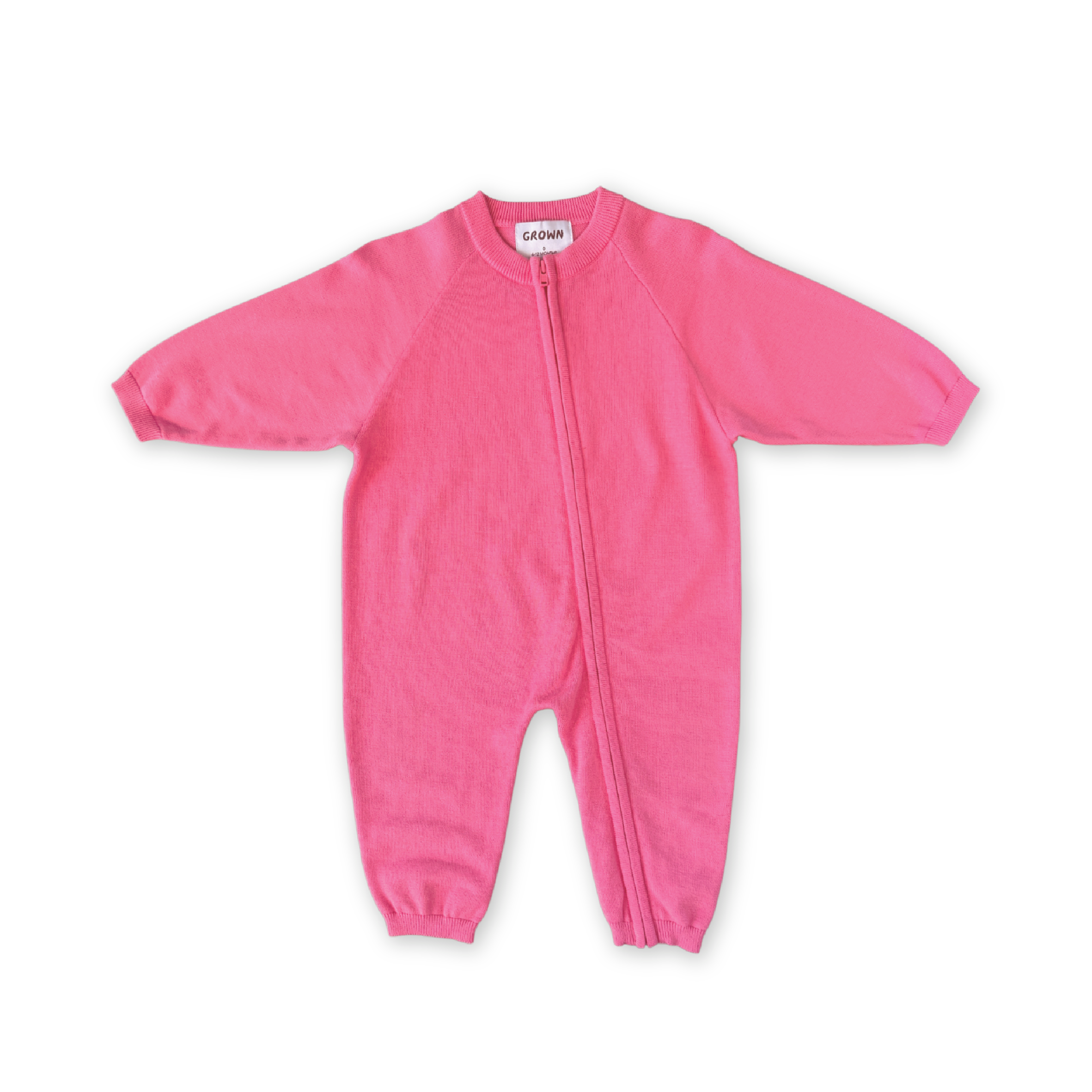 Organic Knit Zipper Starsuit - Bright Sorbet