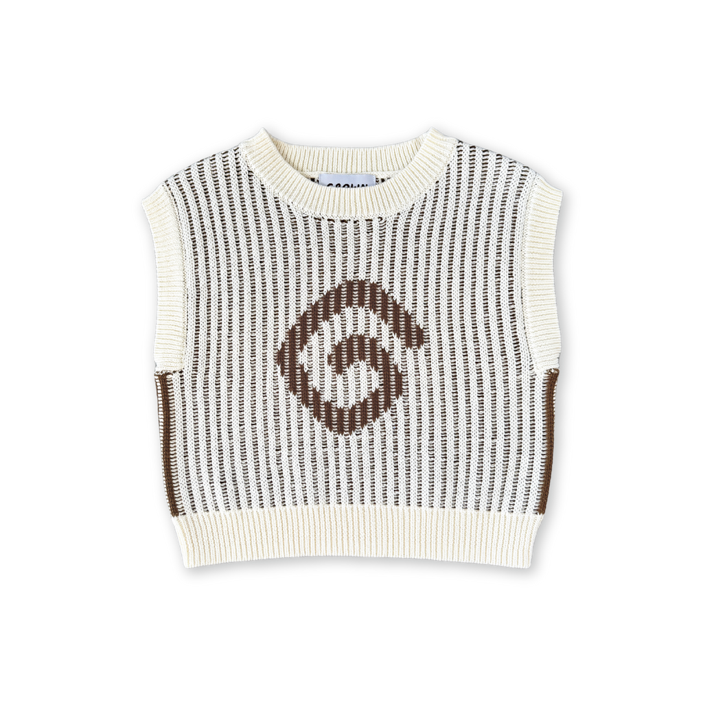 Organic Swirl Knit Vest - Milk