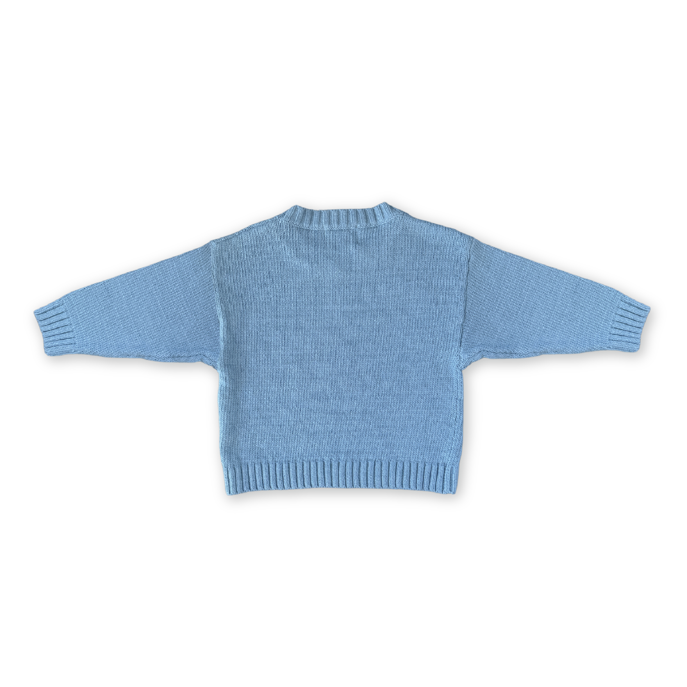 Organic Swirl Intarsia Knit Pull Over - Duck Egg