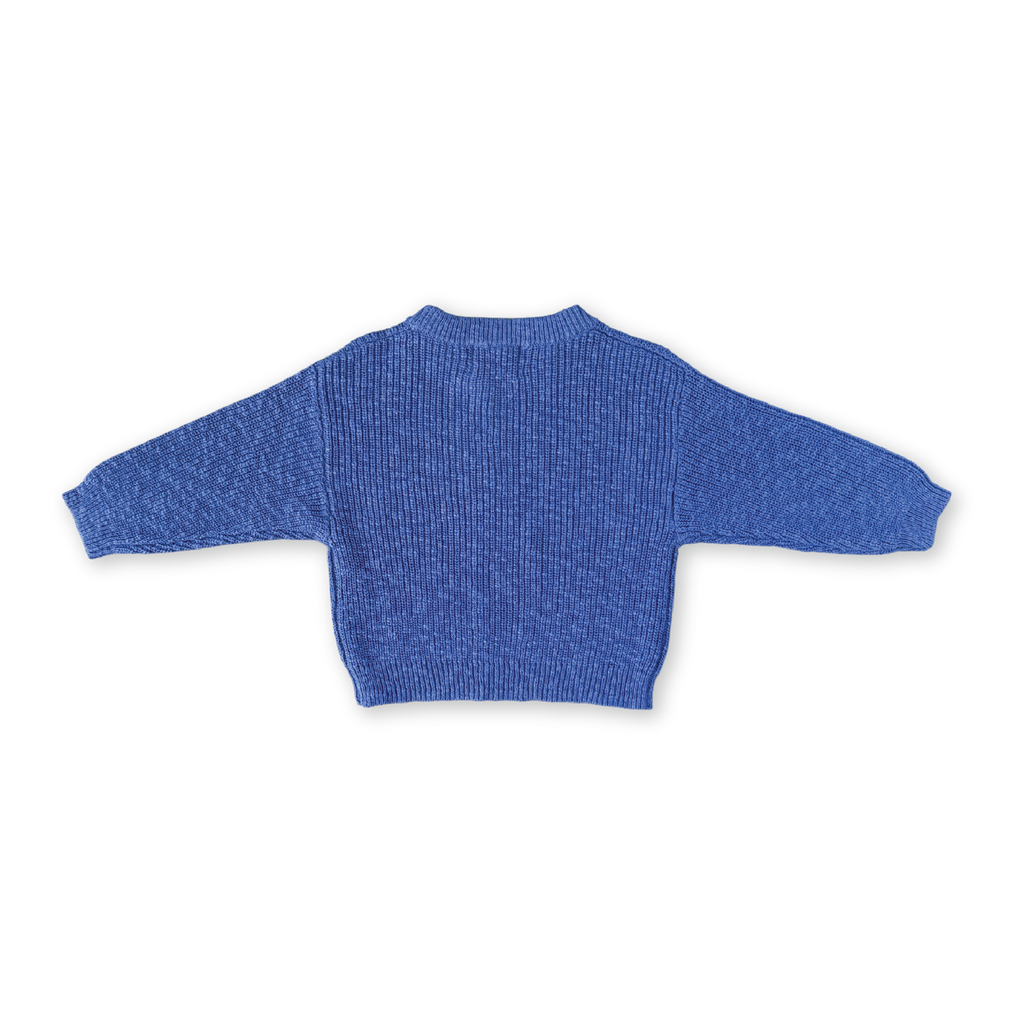 Textured Organic Slub Knit Pull Over - Cobalt