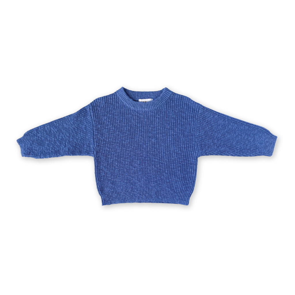 Textured Organic Slub Knit Pull Over - Cobalt