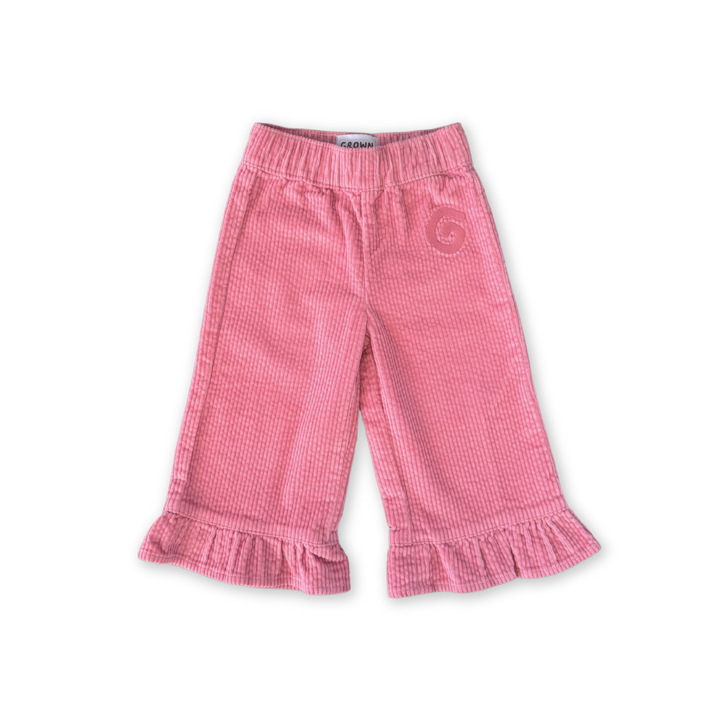 Organic Cord Frill Pant - Sorbet