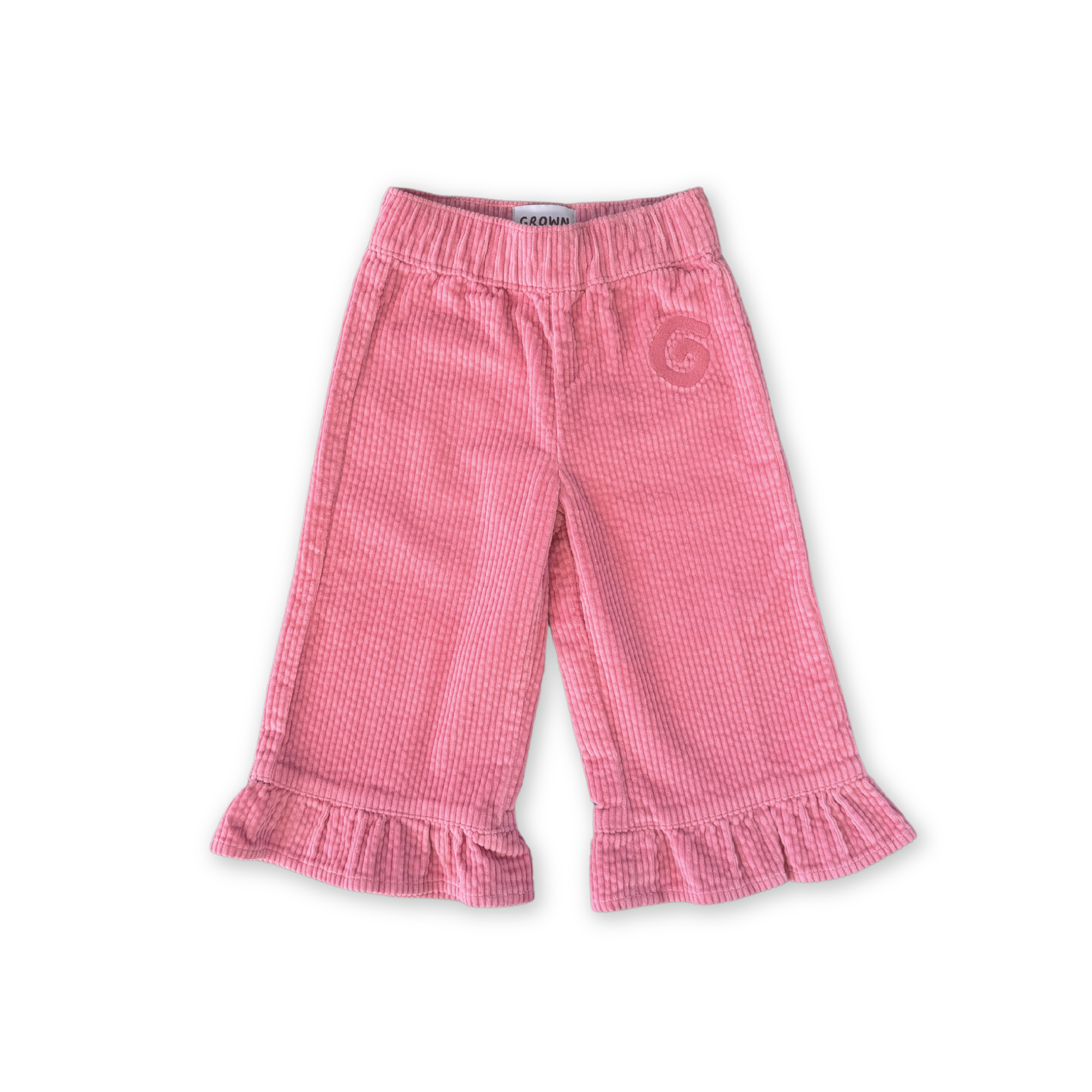Organic Cord Frill Pant - Sorbet