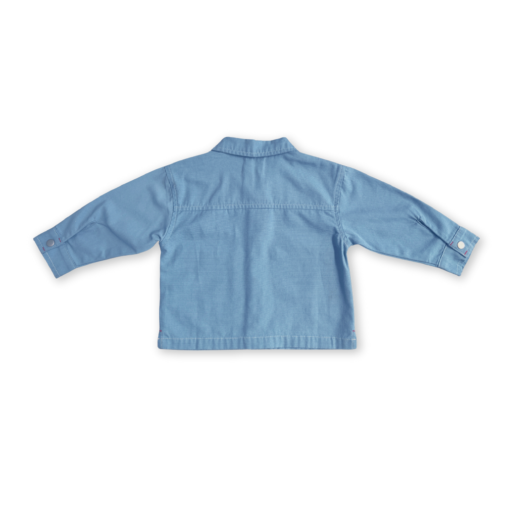 Organic Canvas Utility Shirt Jacket - Duck Egg