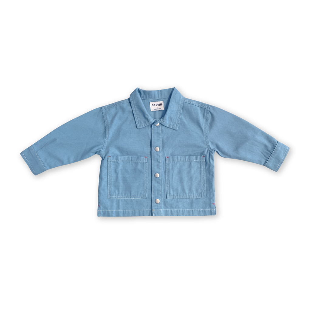 Organic Canvas Utility Shirt Jacket - Duck Egg