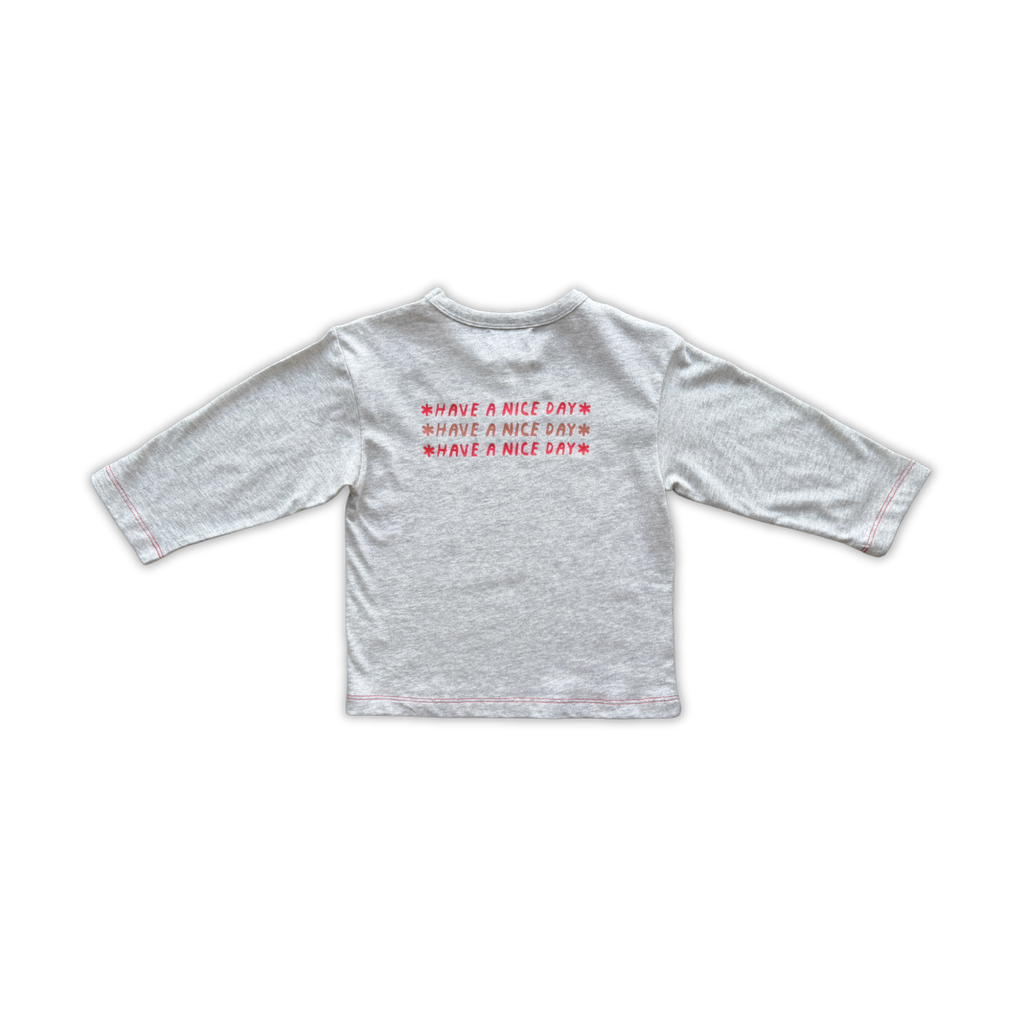 Organic Have A Nice Day Longsleeve Tee - Grey