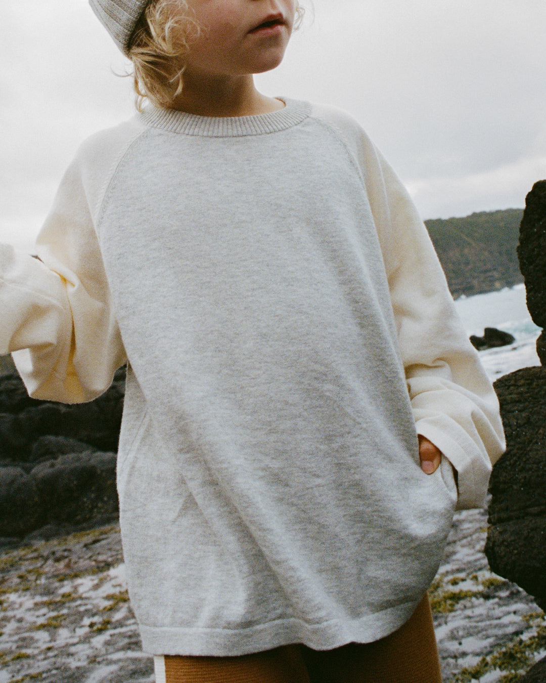 Grown Raglan Long Sleeve Tee - Grey Marle