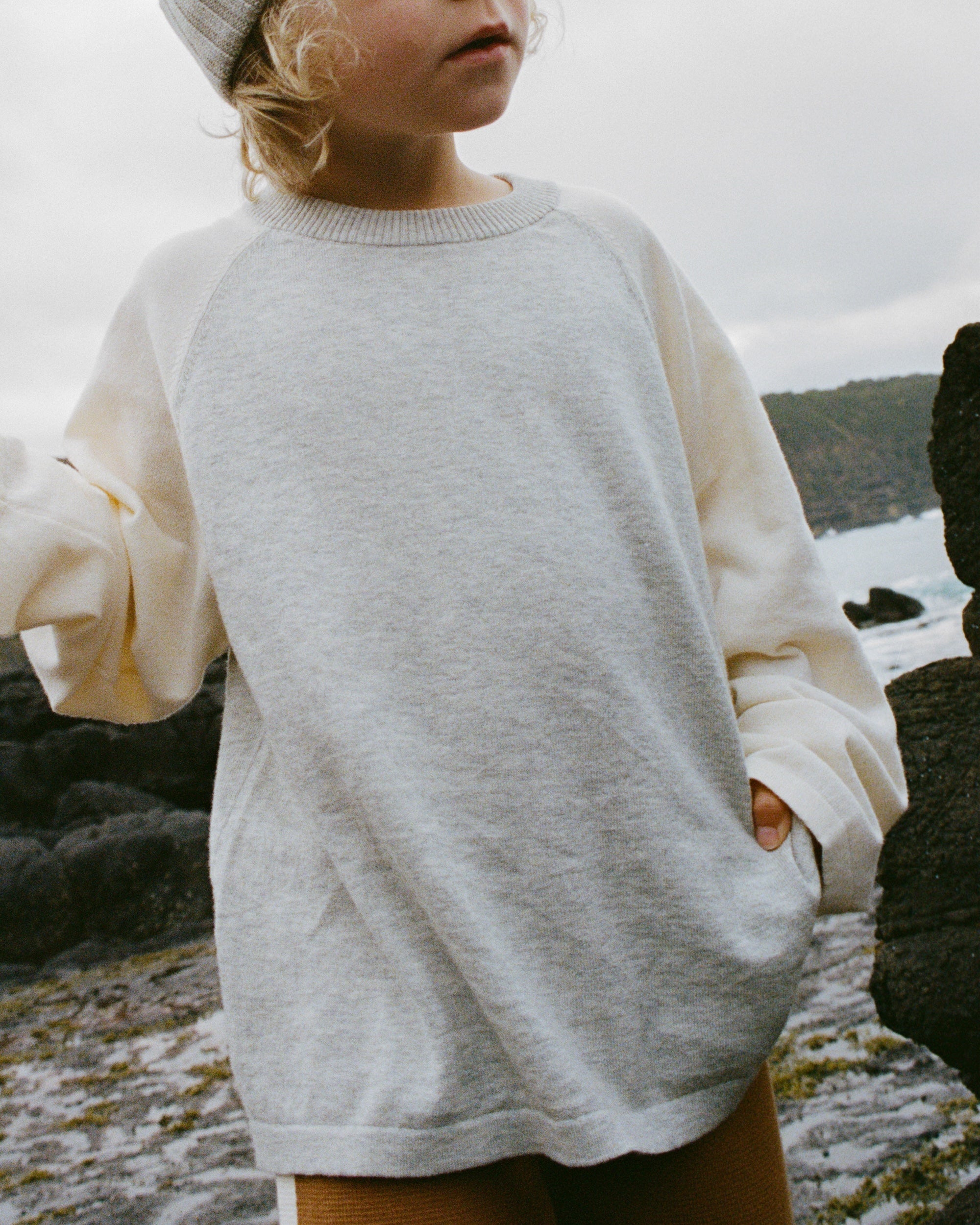 Grown Raglan Long Sleeve Tee - Grey Marle