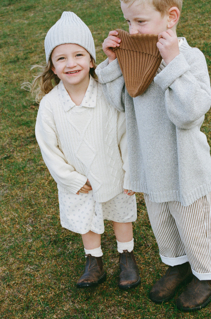 Grown Chunky Cable Knit Pull Over - Milk