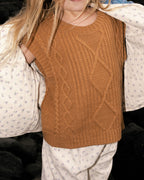 Chunky Cable Knit Vest - Toast