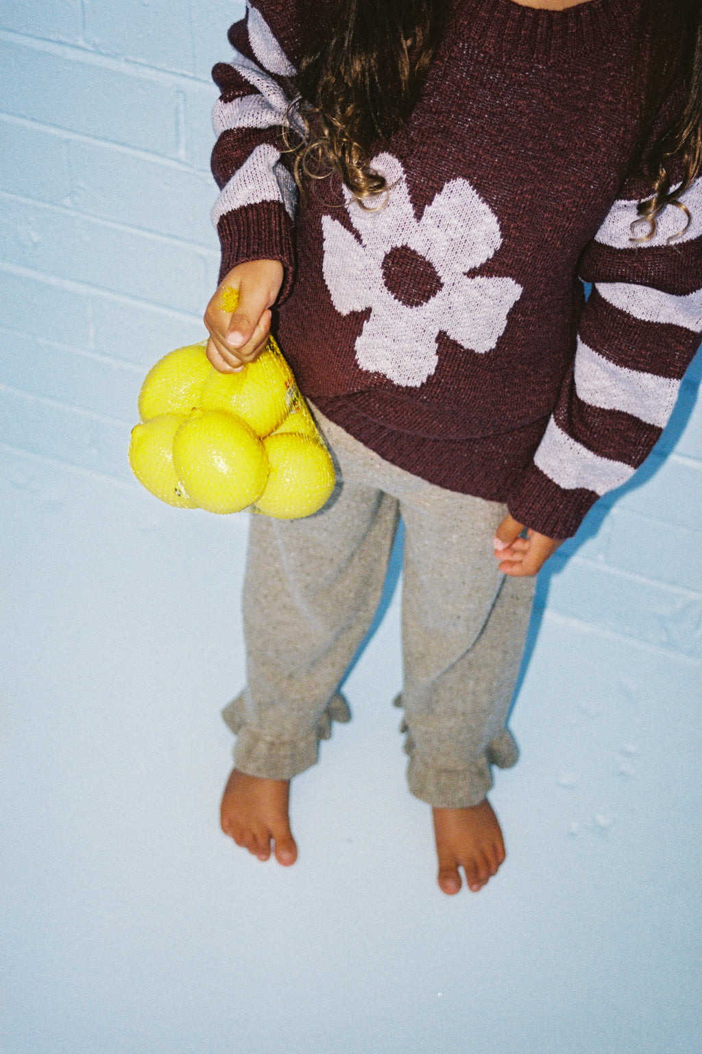 Organic Frill Knit Flares - Oatmilk