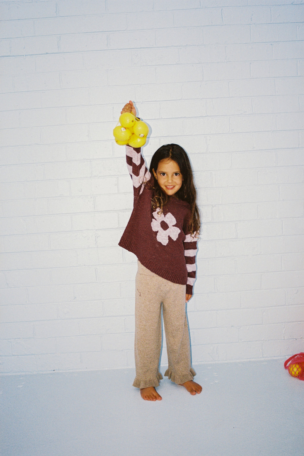 Organic Frill Knit Flares - Oatmilk