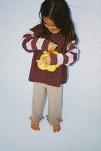 Organic Frill Knit Flares - Oatmilk