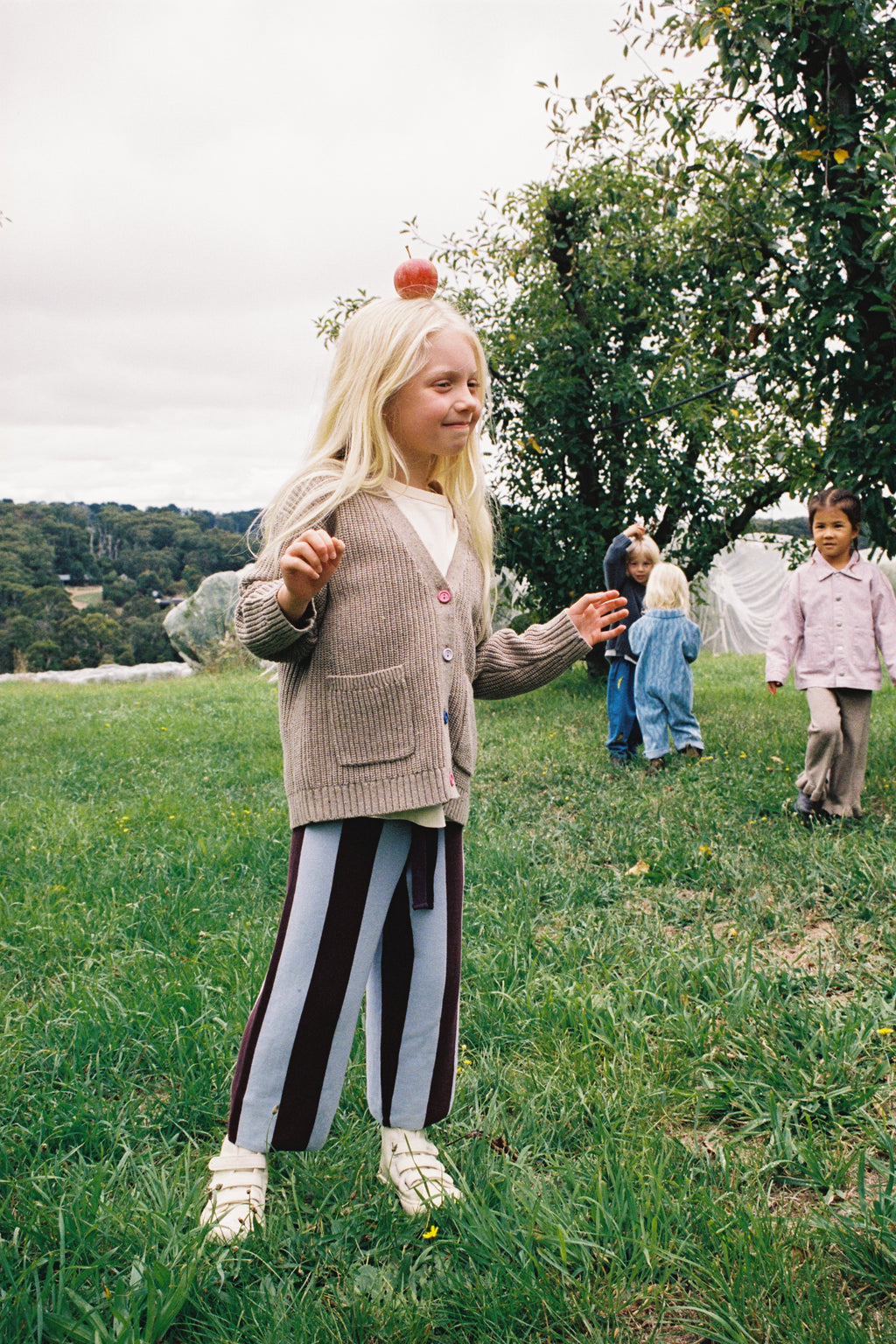 Organic Striped Knit Pants - Plum & Haze