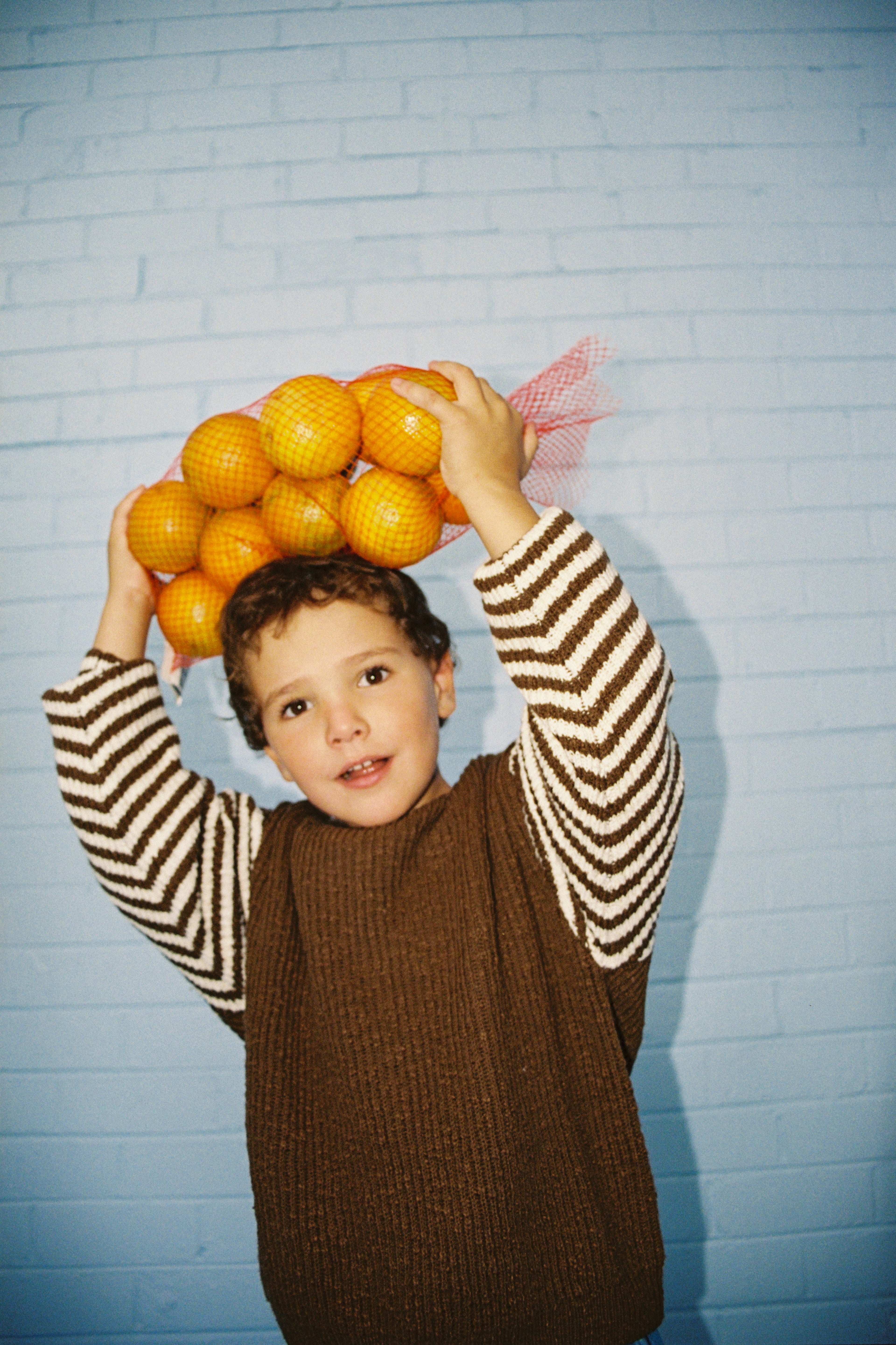 Organic Stripe Sleeve Knit Pull Over - Espresso