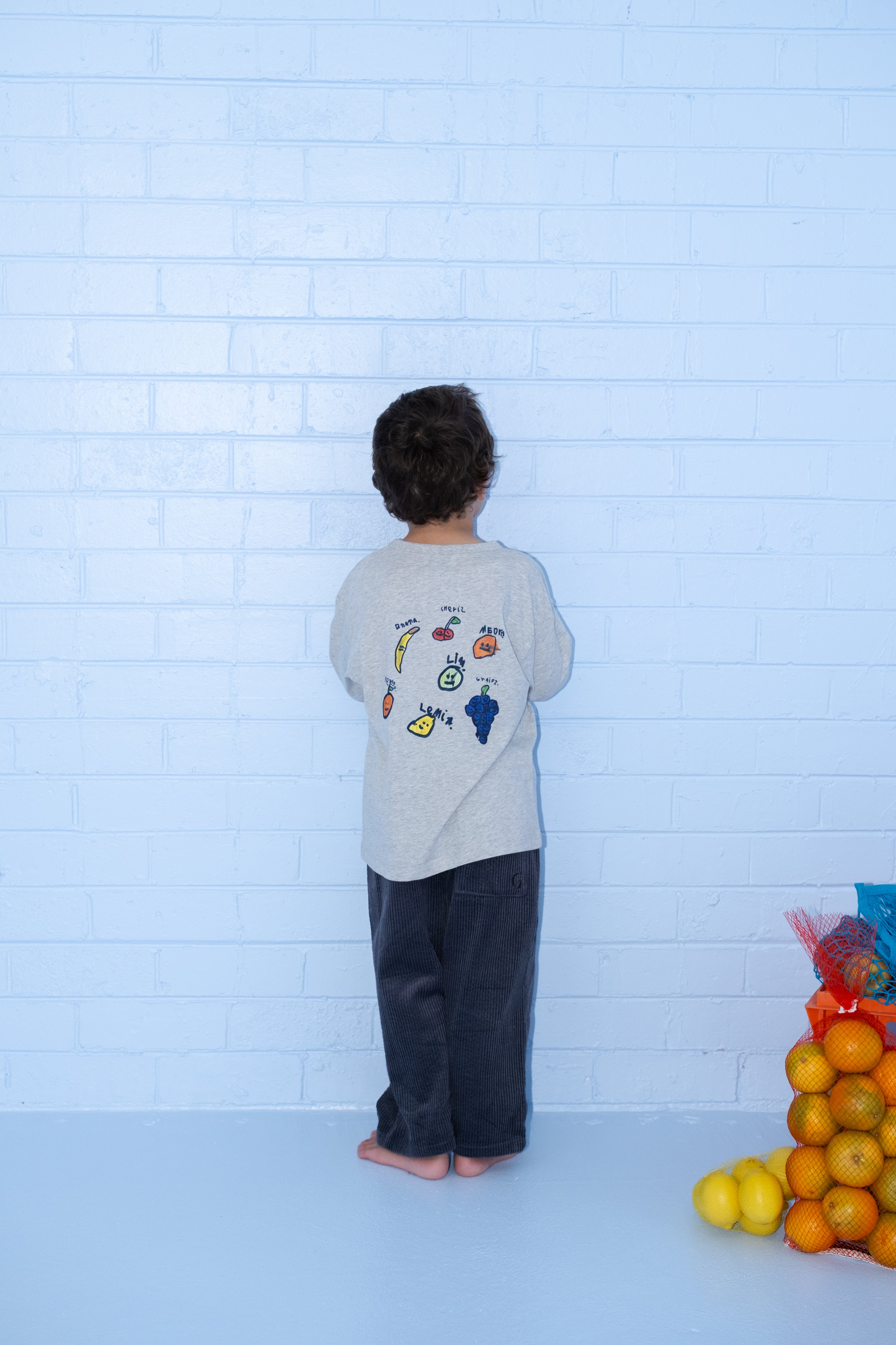 Organic Fruit Salad Longsleeve Tee - Grey Marle