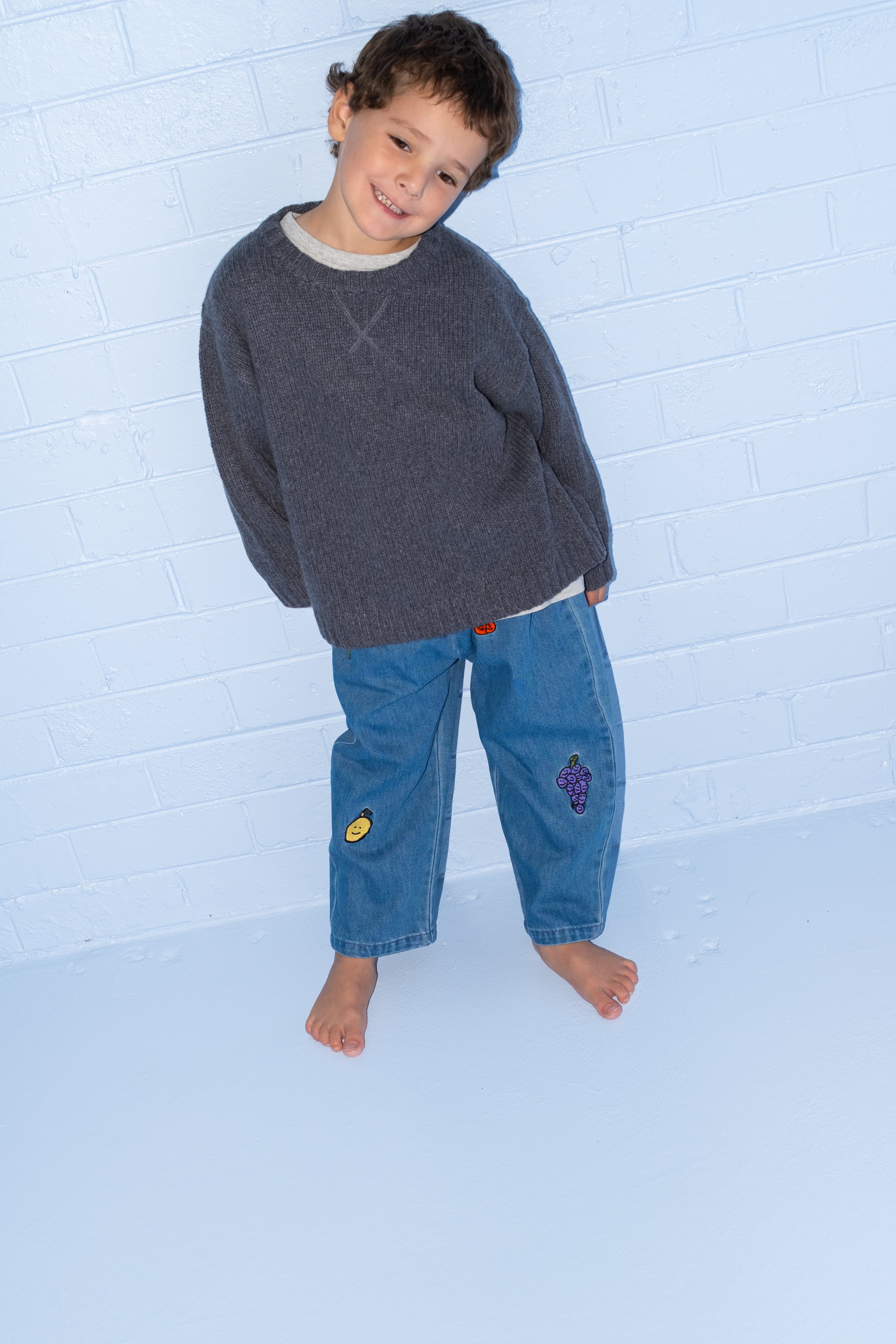 Merino Blend Knit Pull Over - Charcoal