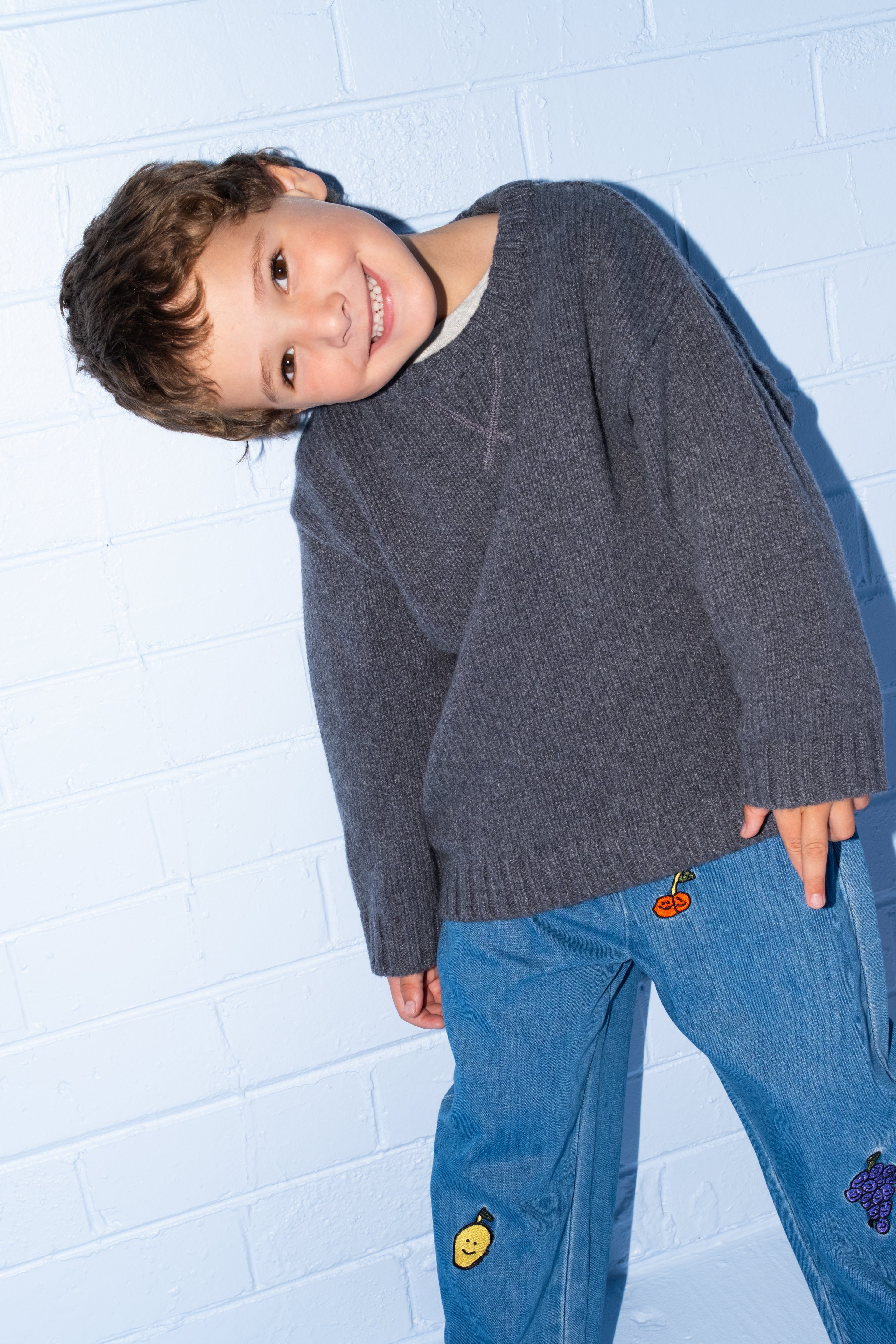 Merino Blend Knit Pull Over - Charcoal