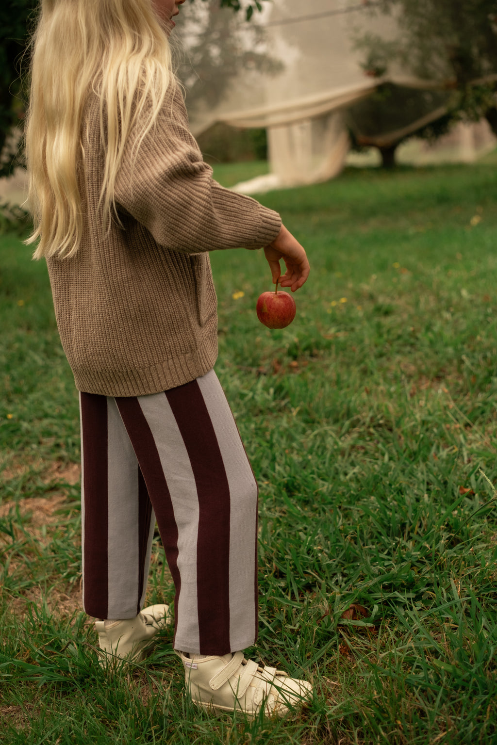 Organic Striped Knit Pants - Plum & Haze