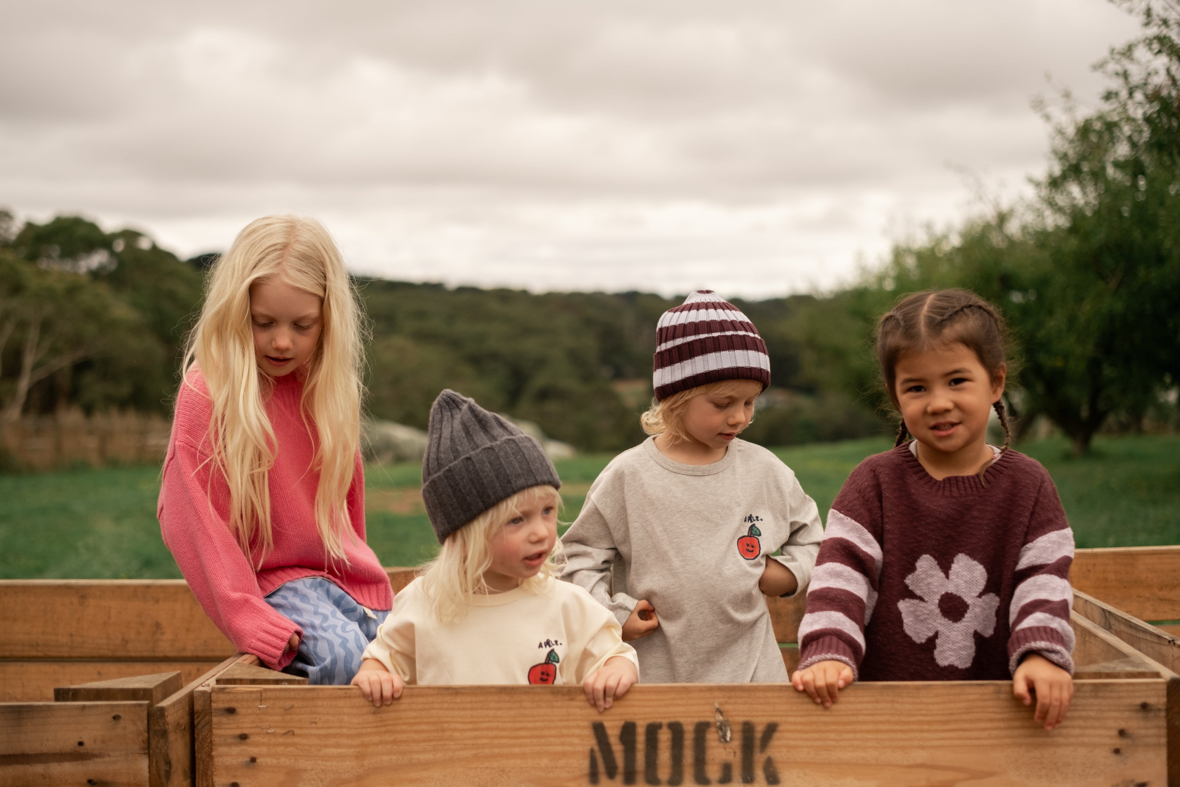 Organic Striped Pixie Knit Beanie - Plum & Haze