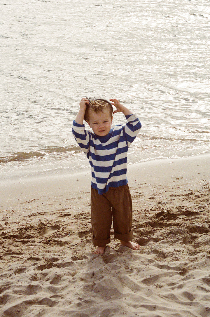 Grown Stripe Long Sleeve Knitted Tee - Sea