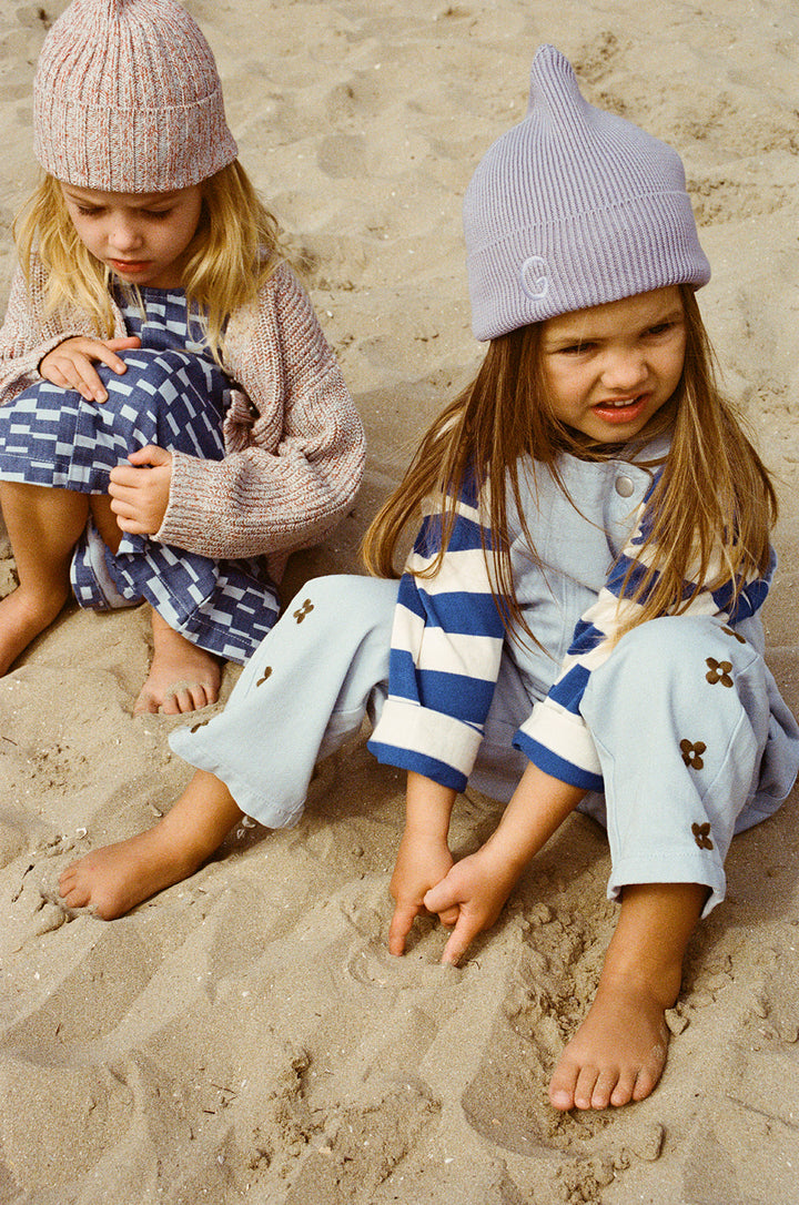 Grown Organic Embroidery Posy Overalls - Ice Blue