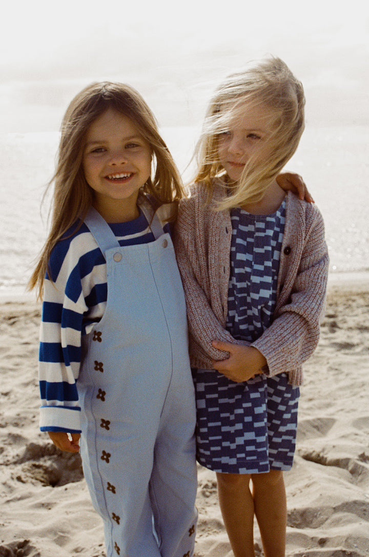 Grown Organic Embroidery Posy Overalls - Ice Blue