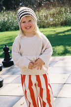 Organic Striped Pixie Rib Beanie - Espresso