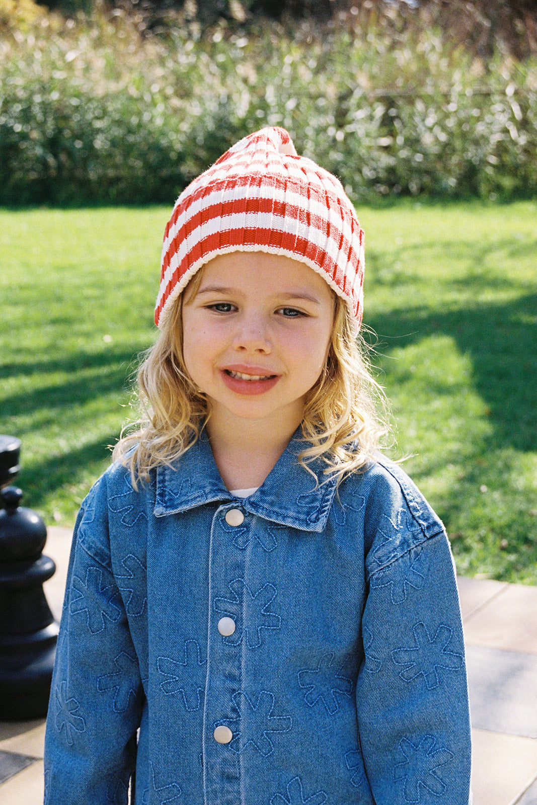 Organic Striped Pixie Rib Beanie - Sauce