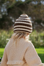 Organic Striped Pixie Rib Beanie - Espresso