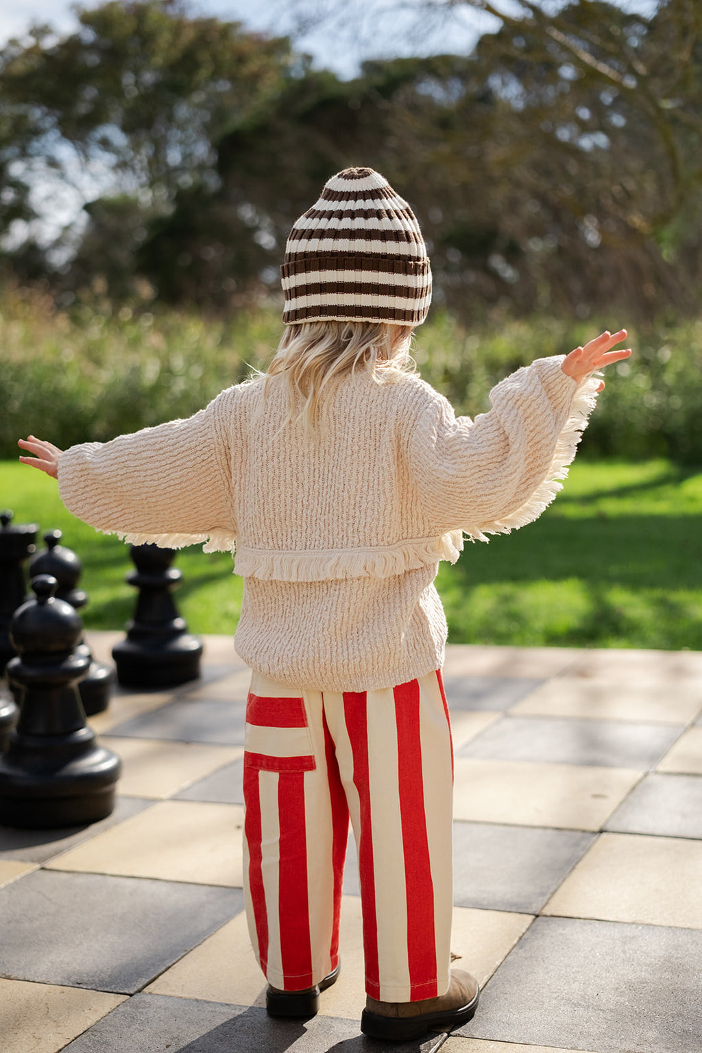 Organic Striped Pixie Rib Beanie - Espresso