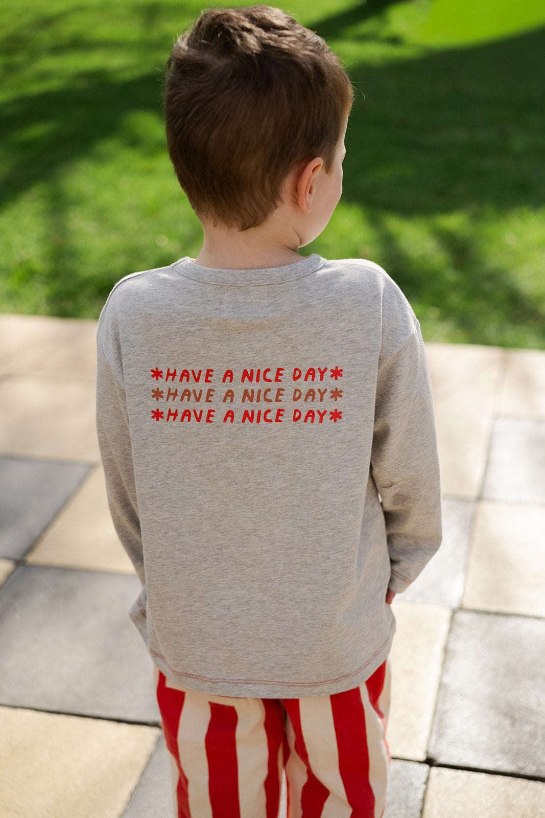 Organic Have A Nice Day Longsleeve Tee - Grey