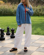Ladies Organic Embroidery Denim Shirt Jacket - Starlight