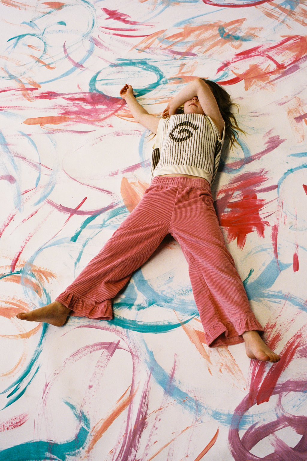 Organic Cord Frill Pant - Sorbet