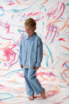 Organic Canvas Utility Shirt Jacket - Duck Egg