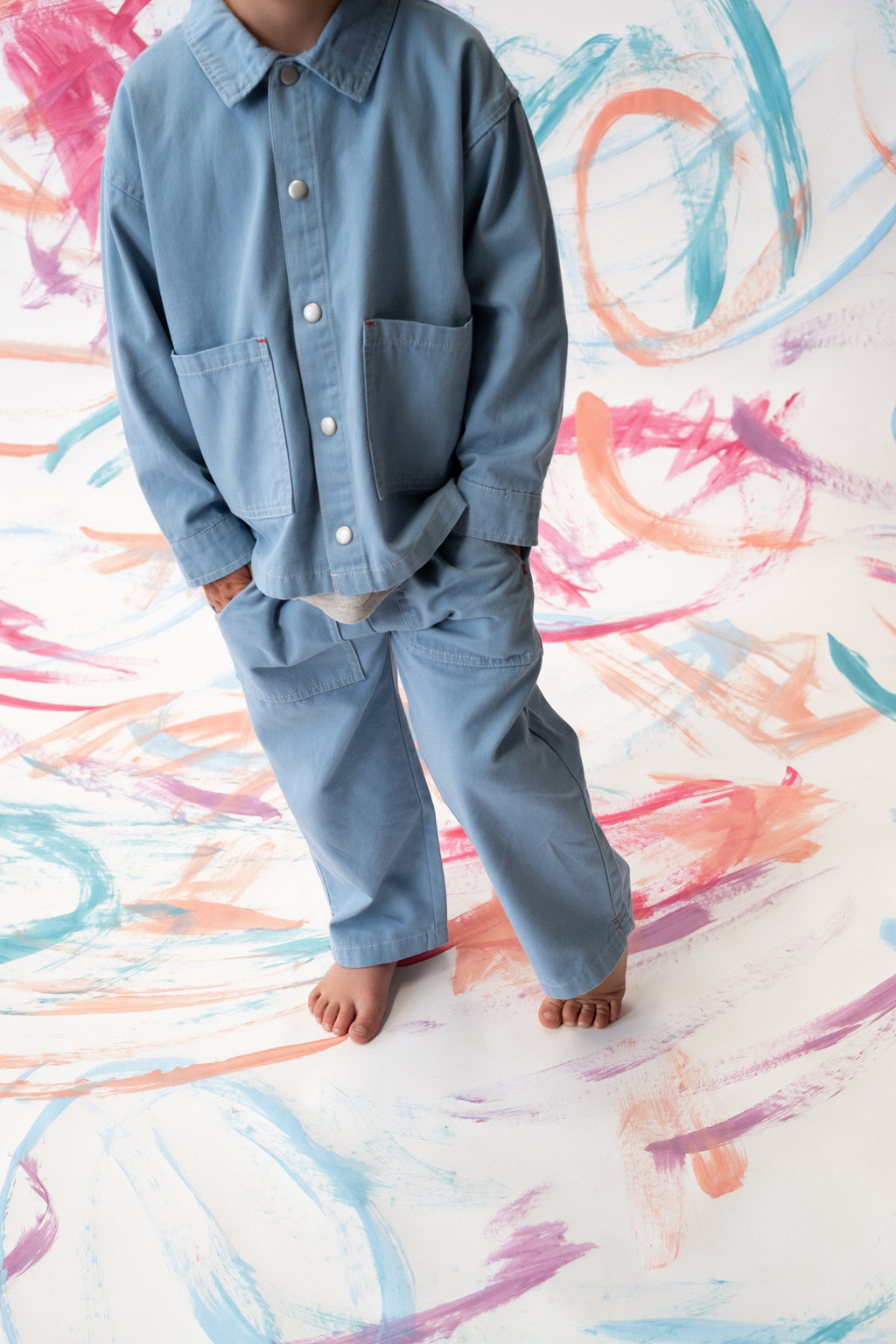 Organic Canvas Utility Shirt Jacket - Duck Egg