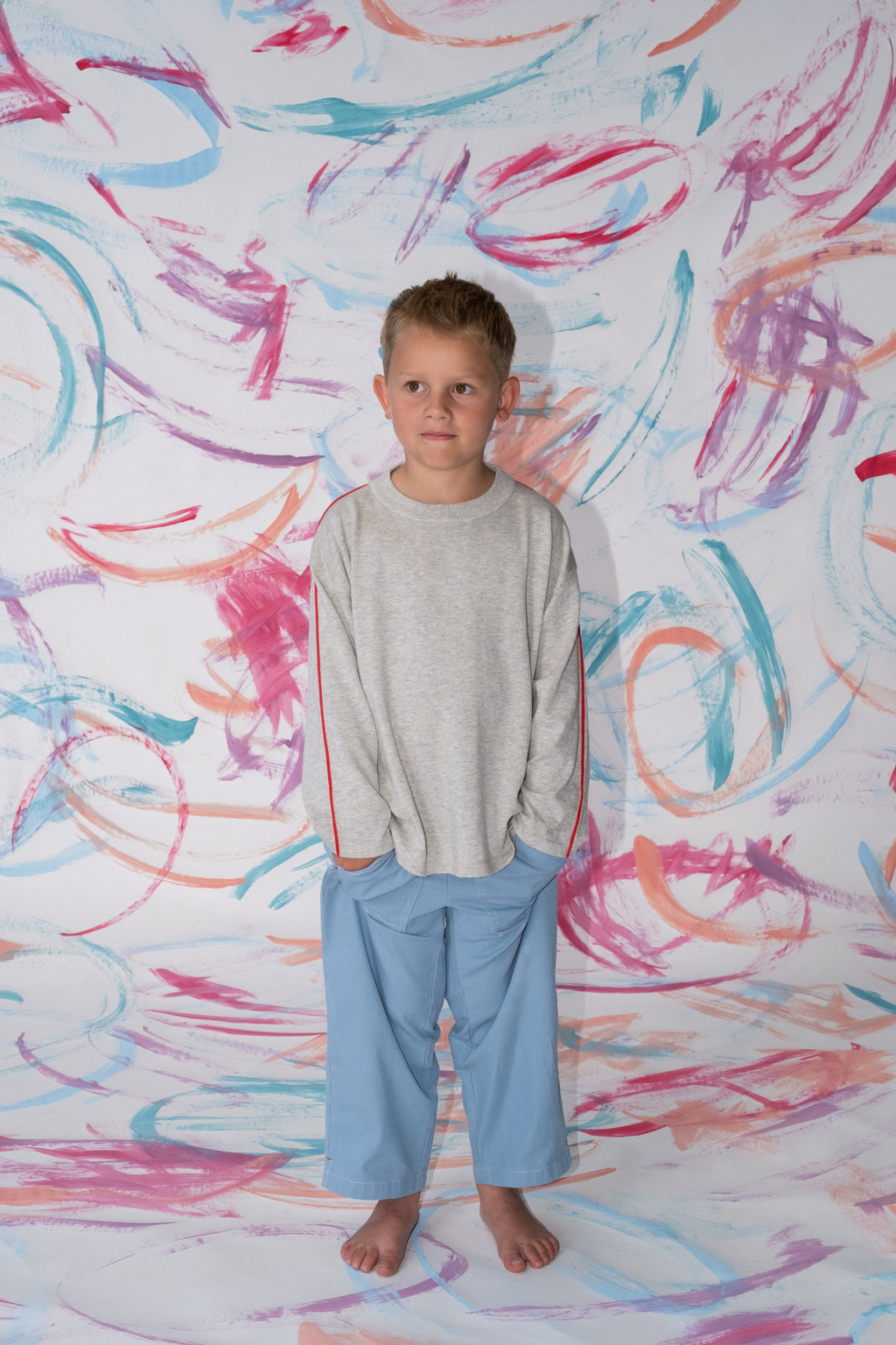 Organic Seam Long Sleeve Knit Tee - Grey Marle