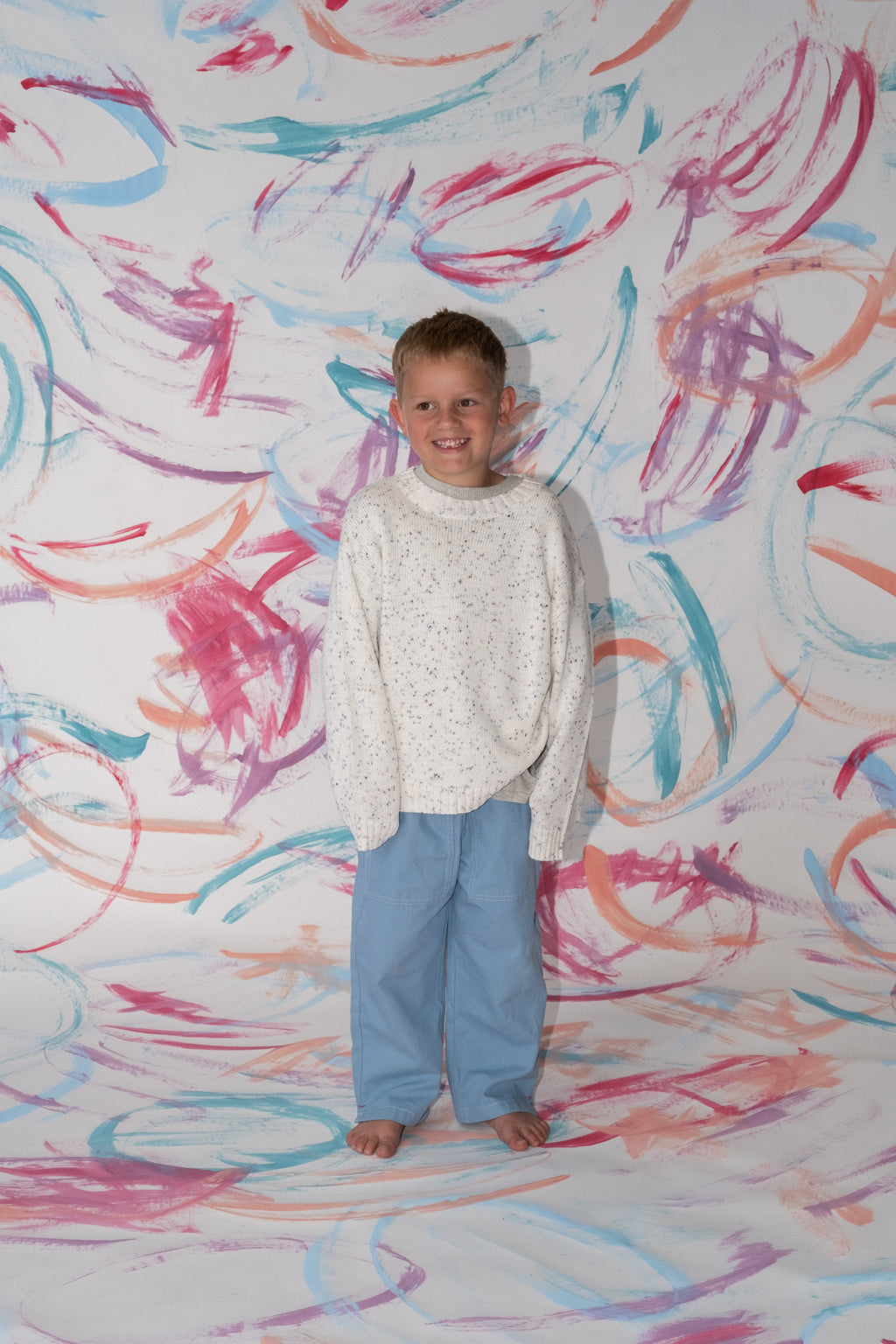 Organic Funfetti Knit Pull Over - Surf