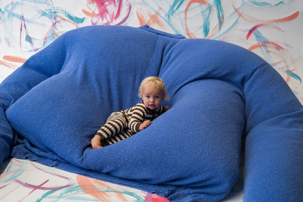 Organic Rib Stripe Knit Zipper Jumpsuit - Espresso & Milk