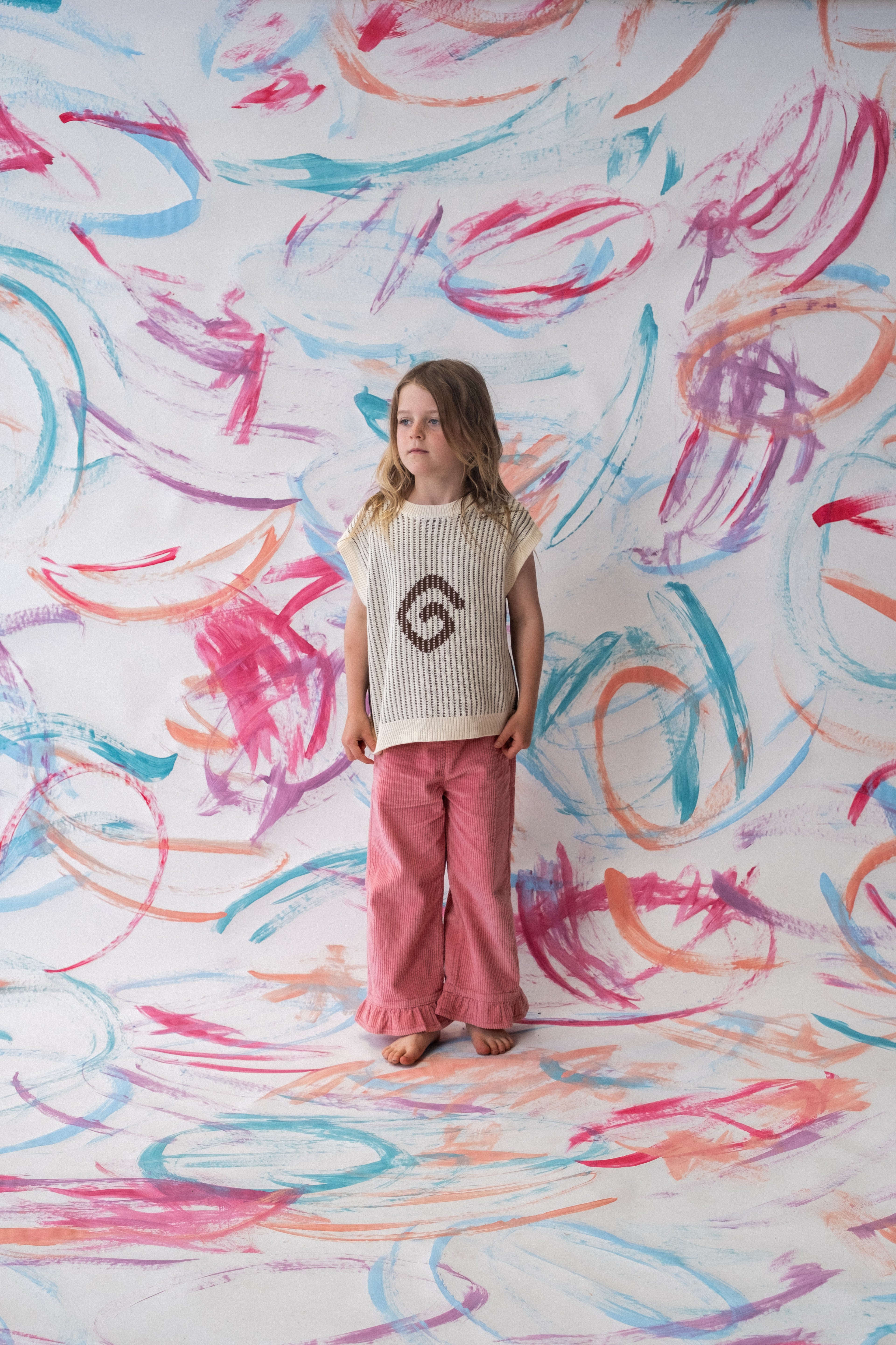 Organic Swirl Knit Vest - Milk