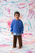 Organic Textured Slub Knit Pull Over - Cobalt