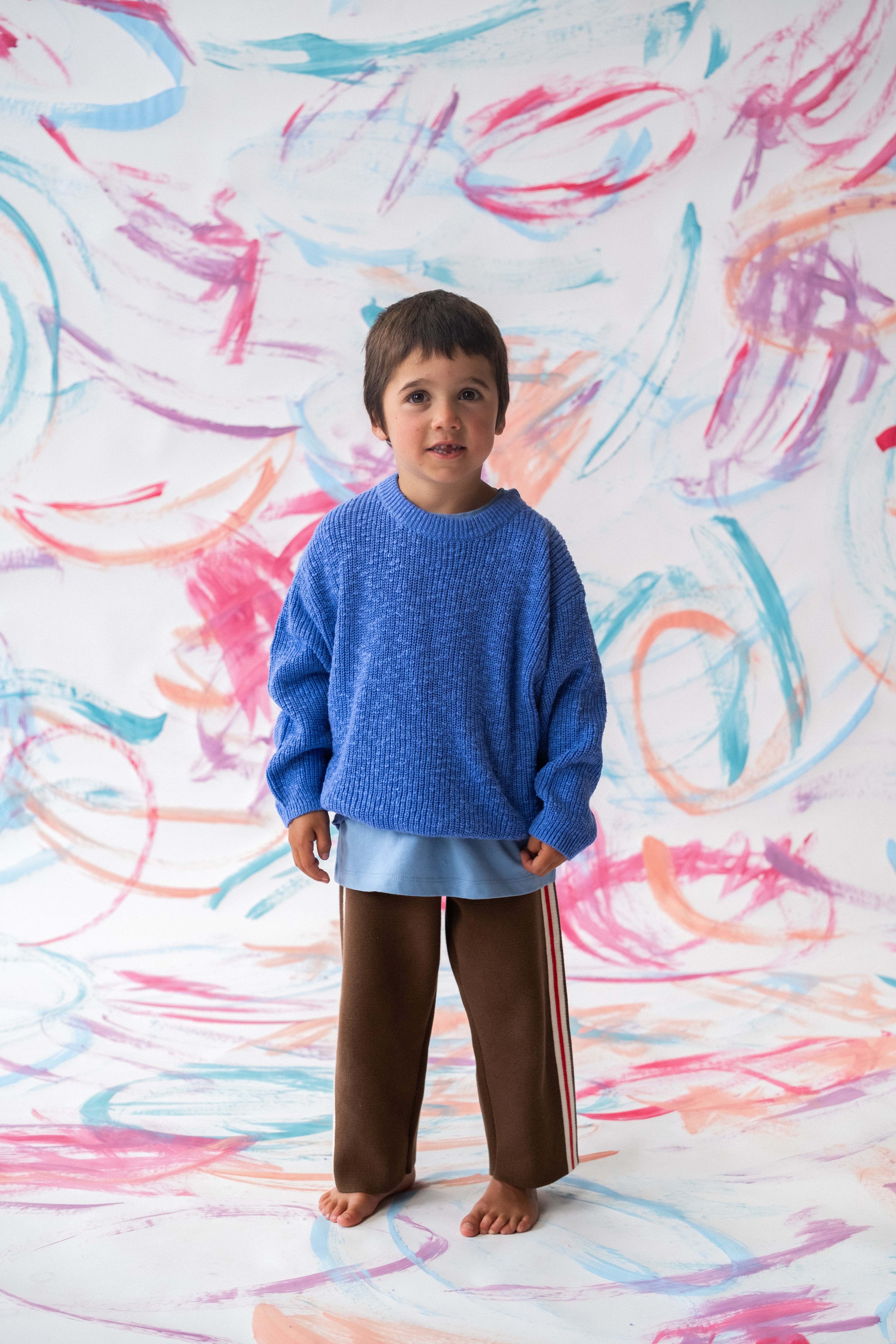 Textured Organic Slub Knit Pull Over - Cobalt