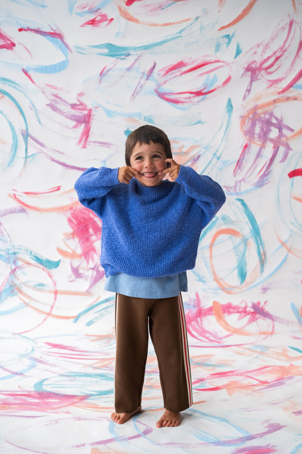 Textured Organic Slub Knit Pull Over - Cobalt