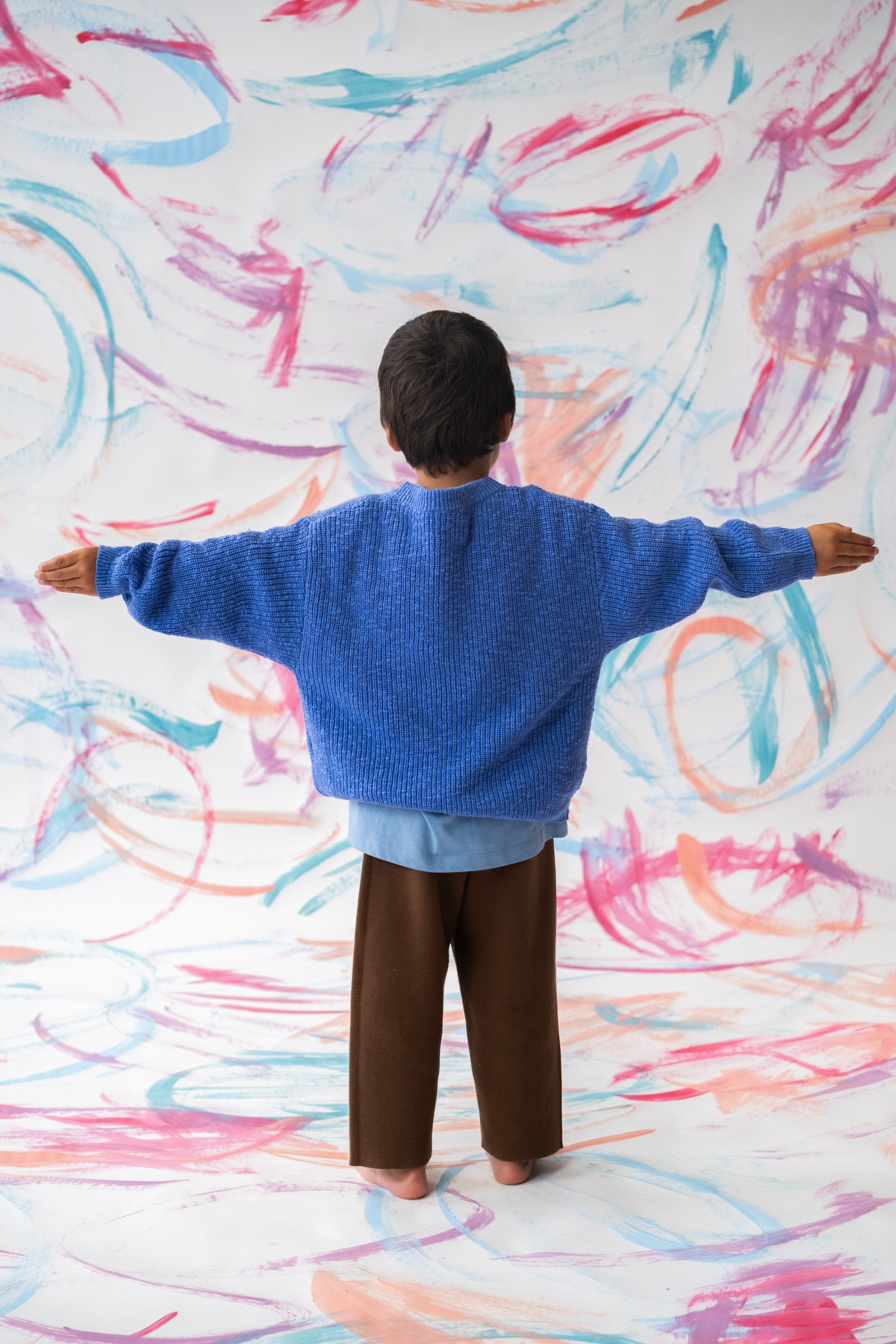 Textured Organic Slub Knit Pull Over - Cobalt