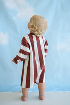 Organic Knitted Stripe Romper - Maroon