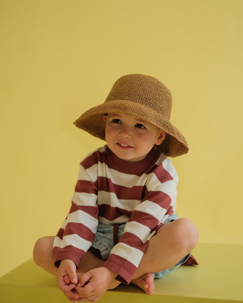 Organic Knitted Striped Longsleeve Tee - Maroon