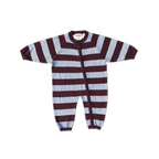 Organic Stripe Zipper Knit Starsuit - Plum & Haze